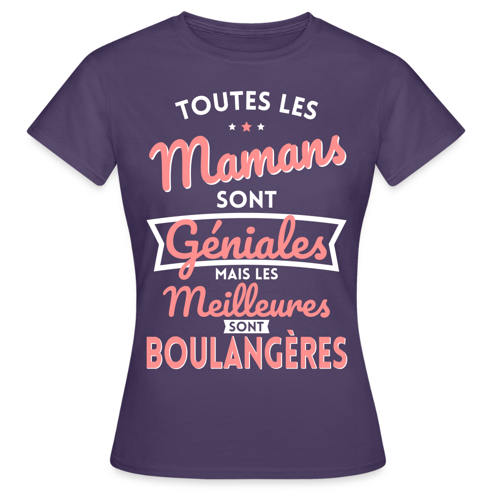 T-shirt Femme - Mamans géniales - Les meilleures sont boulangères - violet foncé