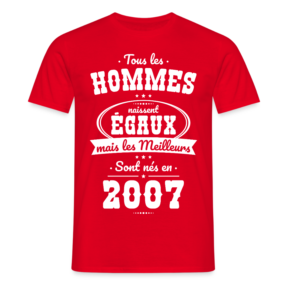 T-shirt Homme - Anniversaire 18 Ans - Les meilleurs sont nés en 2007 - rouge