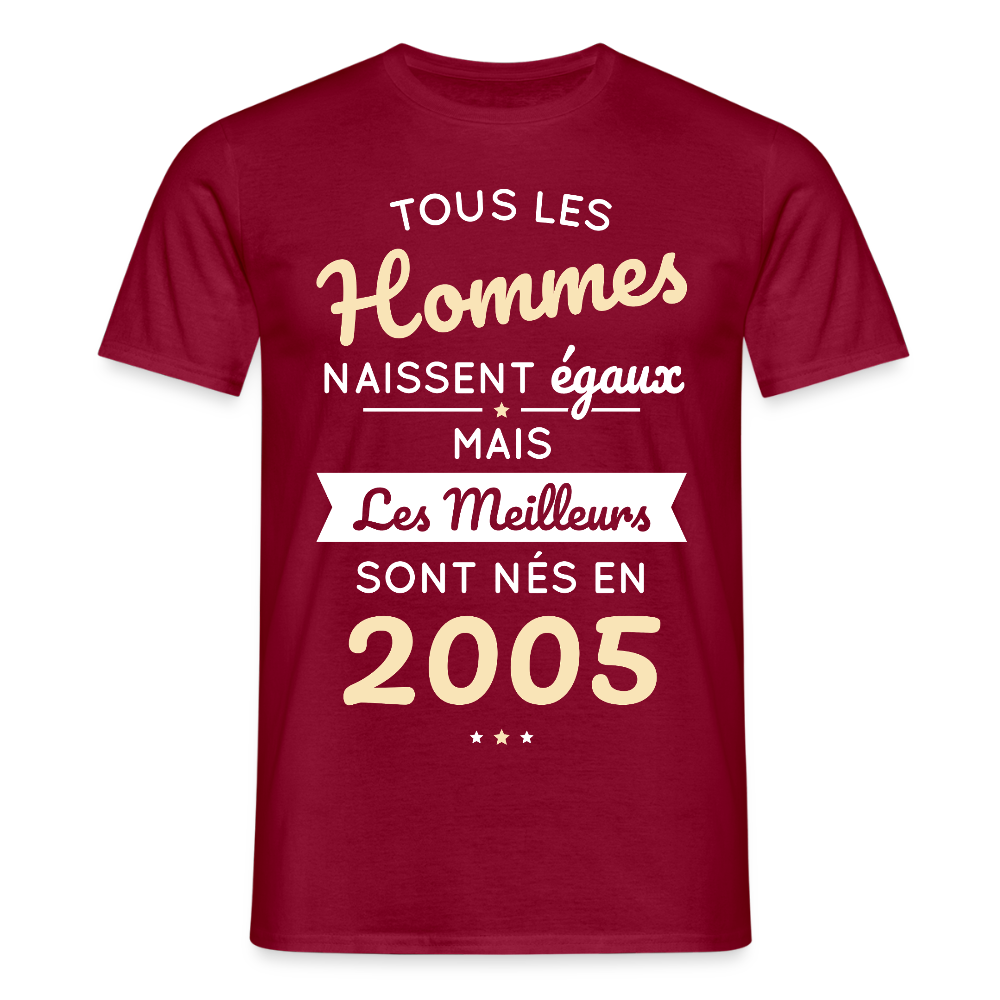 T-shirt Homme - Anniversaire 20 Ans - Les meilleurs sont nés en 2005 - rouge brique