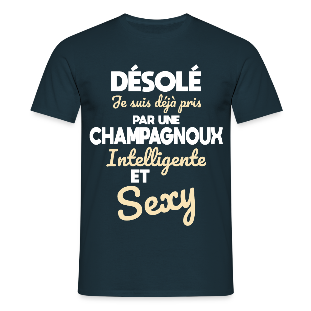 T-shirt Homme - Je suis déjà pris par une Champagnoux intelligente et sexy - marine