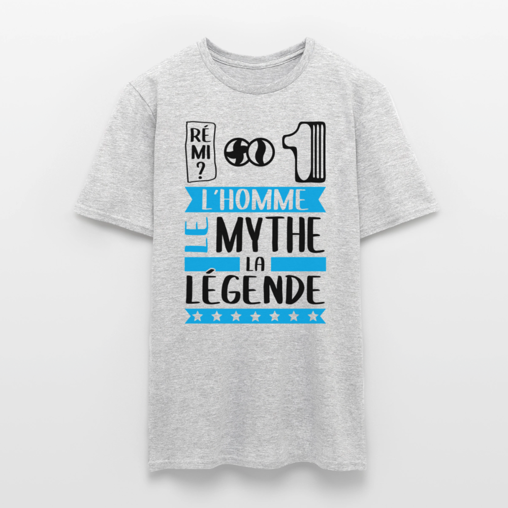 T-shirt homme coloris clair Fabien en rébus – L’homme, le mythe, la légende - gris chiné