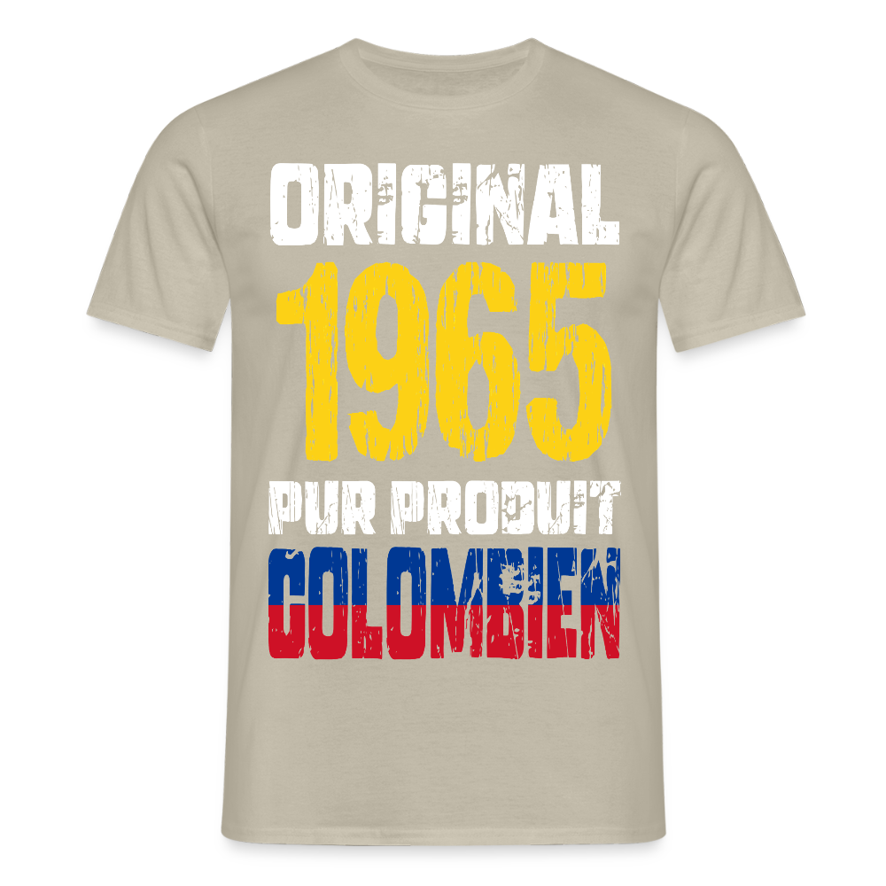 T-shirt Homme - Anniversaire 60 Ans - Original 1965 - Pur produit Colombien - beige sable