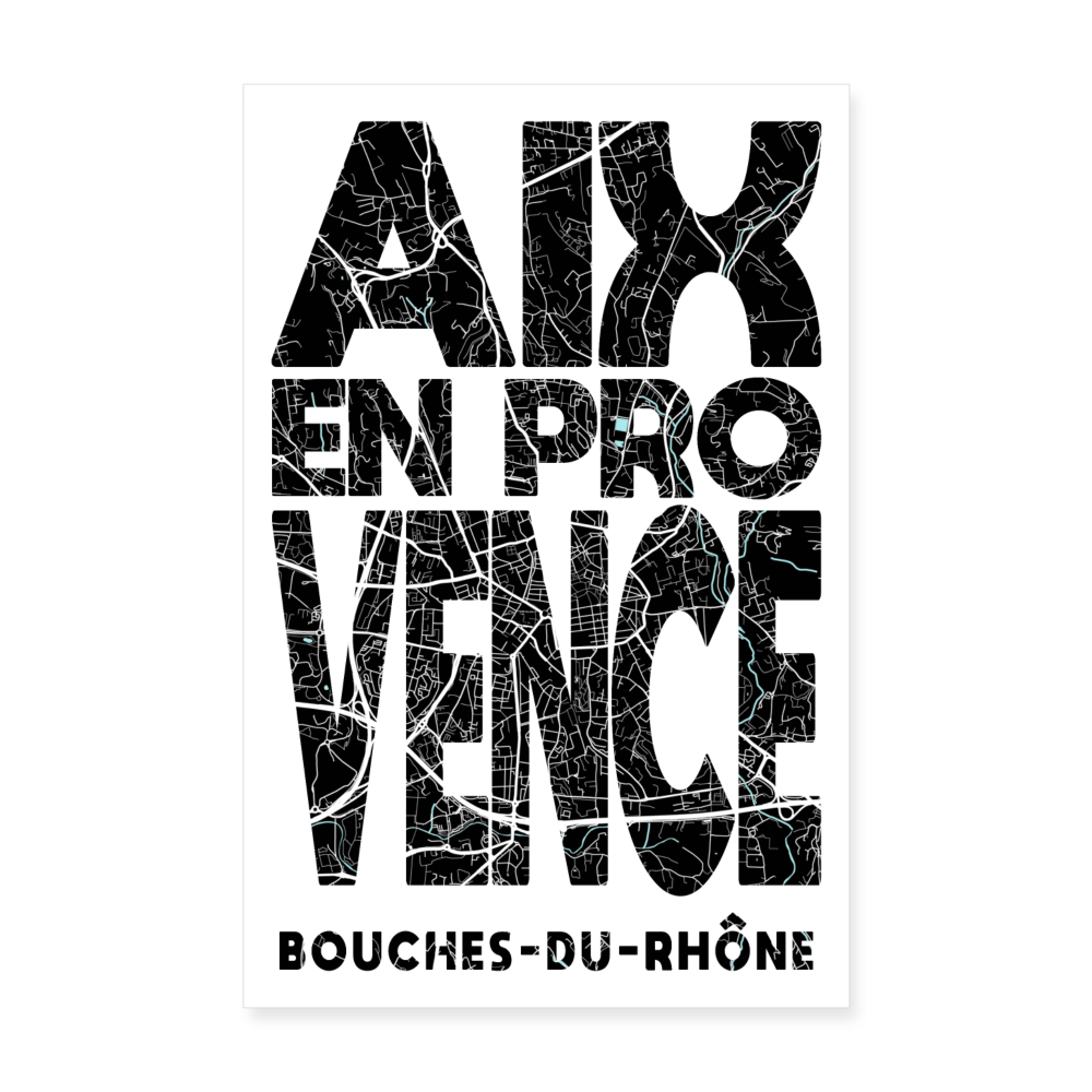 Poster Aix-en-Provence - Plan Aix-en-Provence - 20 x 30 cm - blanc
