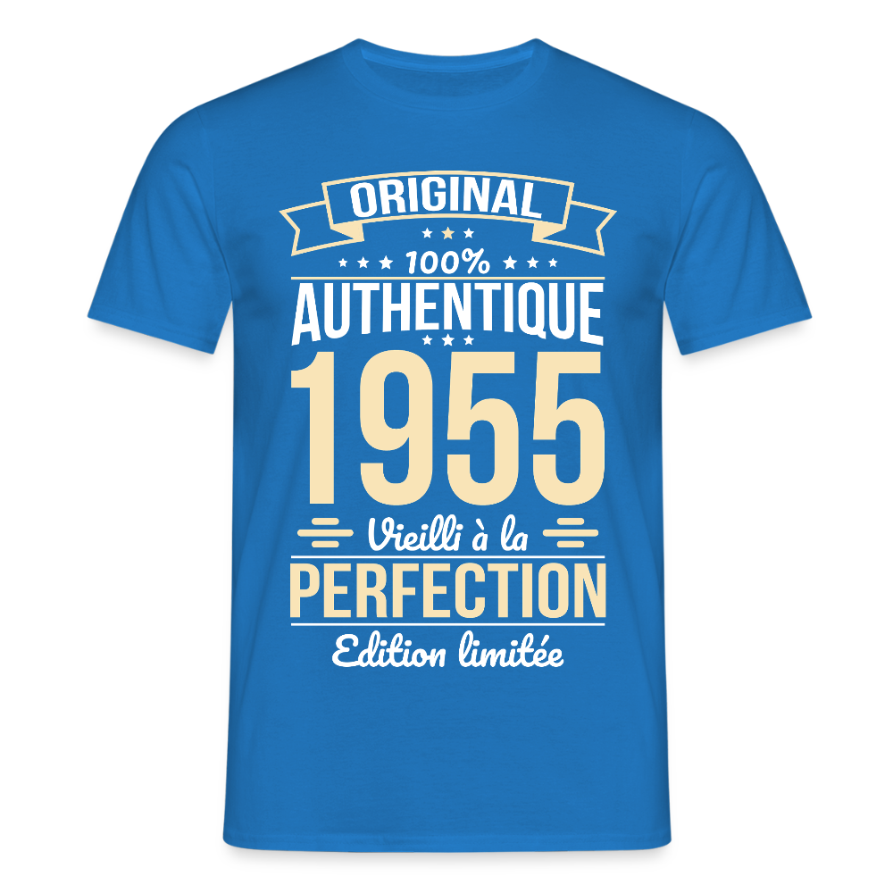 T-shirt Homme - Anniversaire 70 Ans - Original 1955 - bleu royal
