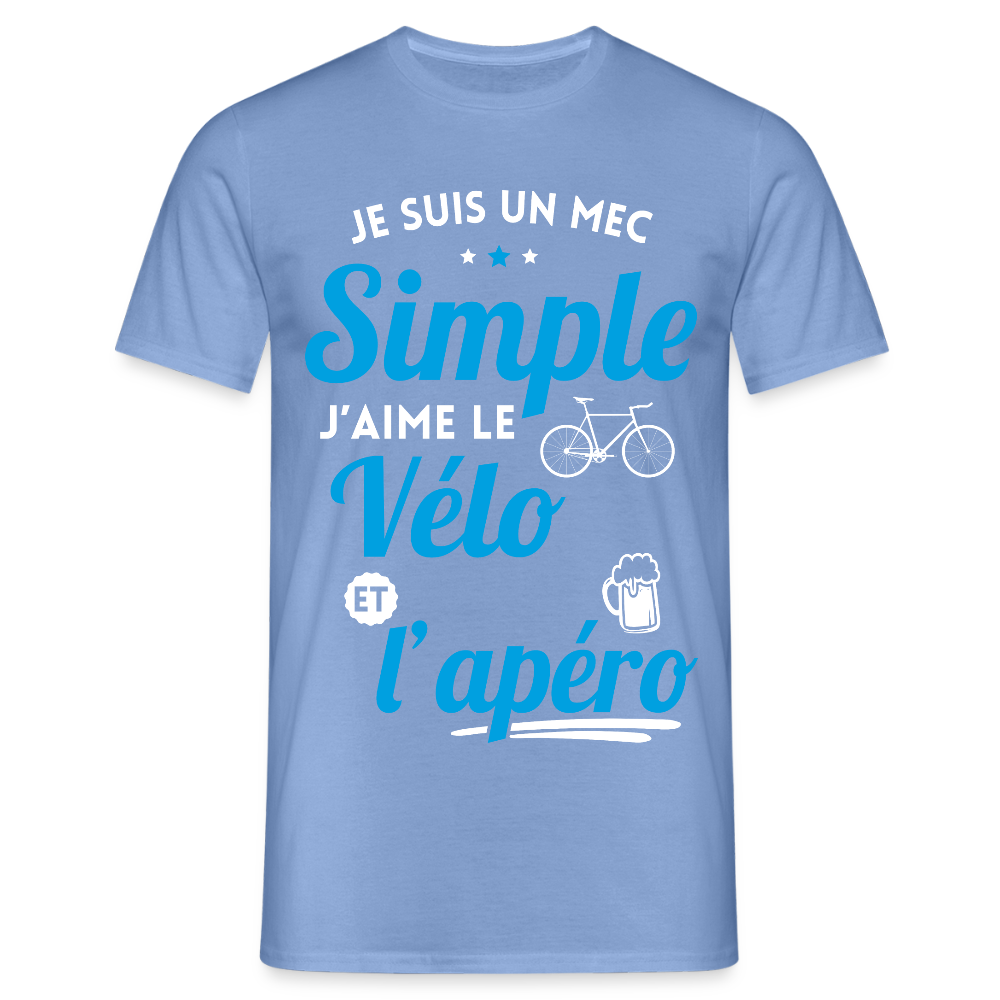 T-shirt Homme - J'aime le vélo et l'apéro - carolina blue