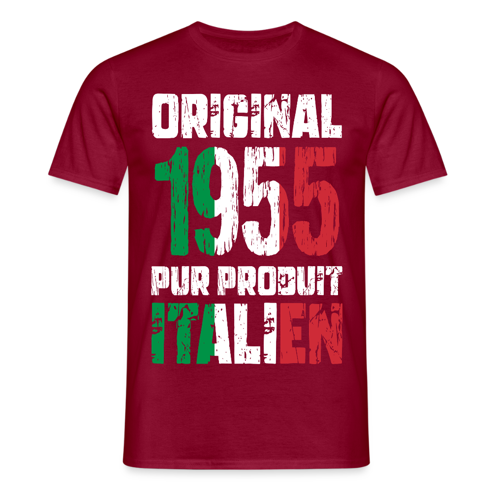 T-shirt Homme - Anniversaire 70 Ans - Original 1955 - Pur produit Italien - rouge brique