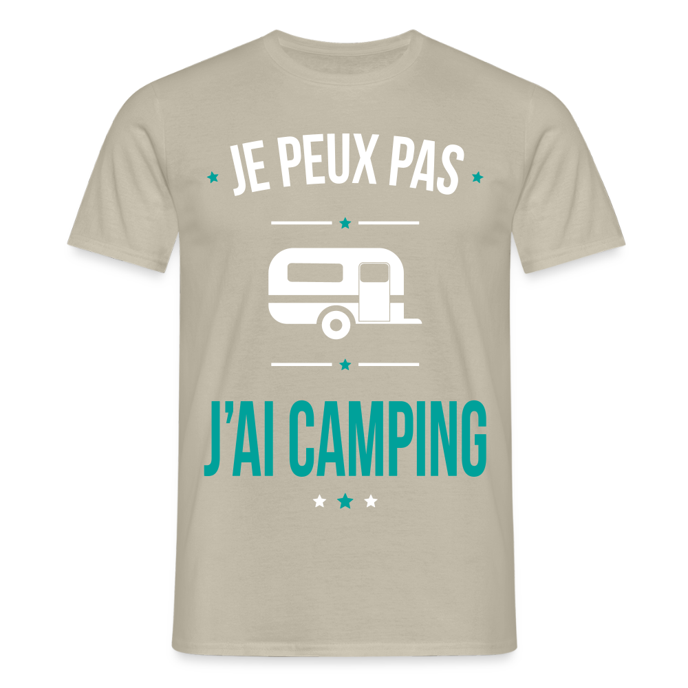 T-shirt Homme - Je peux pas j'ai Camping - beige sable