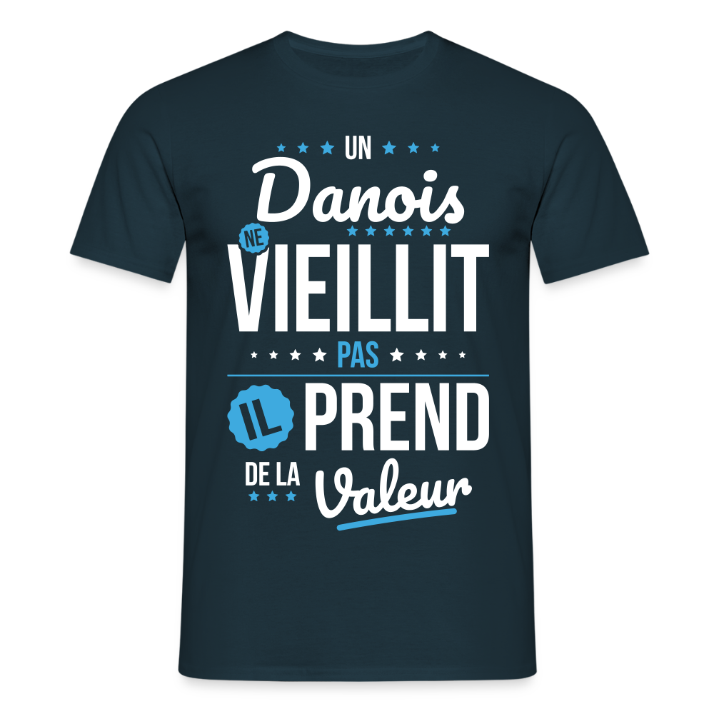 T-shirt Homme - Un Danois ne vieillit pas - marine