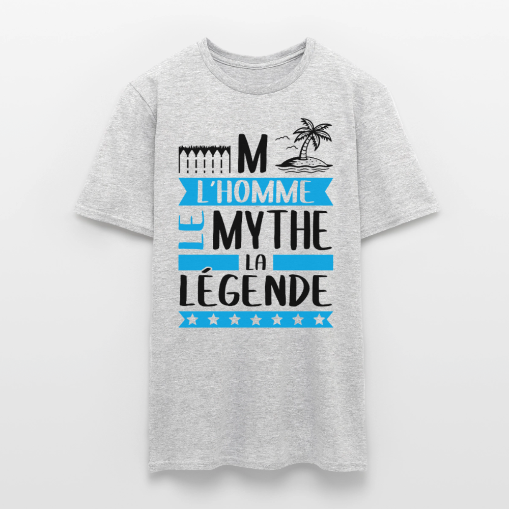 T-shirt homme coloris clair Emile rébus – L’homme, le mythe, la légende - gris chiné
