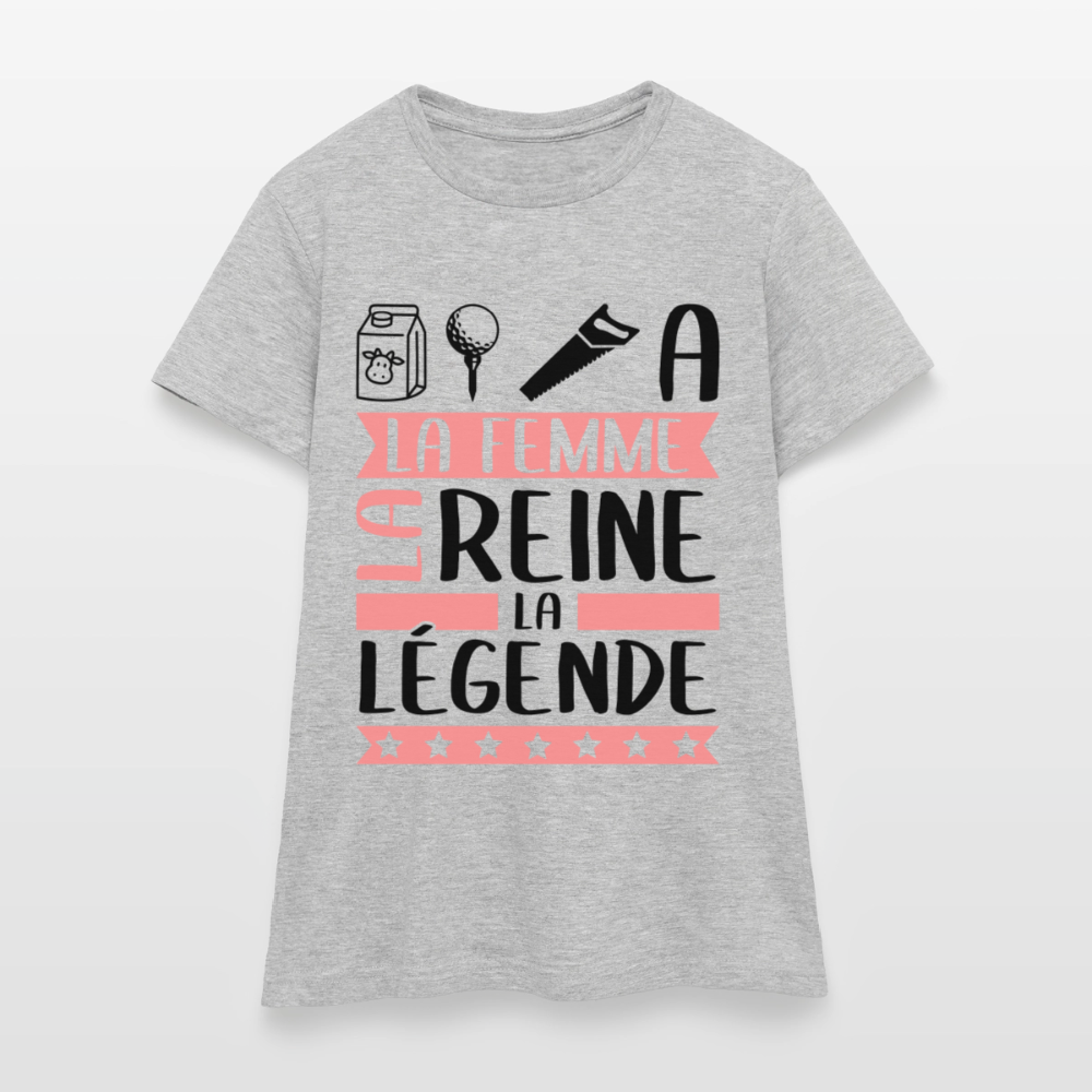 T-shirt femme coloris clair Laëtitia rébus – La femme, la reine, la légende - gris chiné