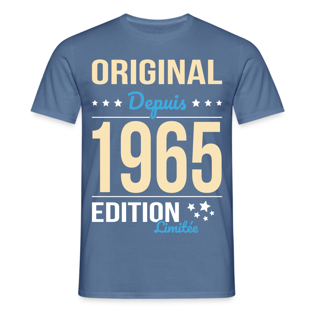 T-shirt Homme - Anniversaire 60 Ans - Original depuis 1965 - bleu pigeon