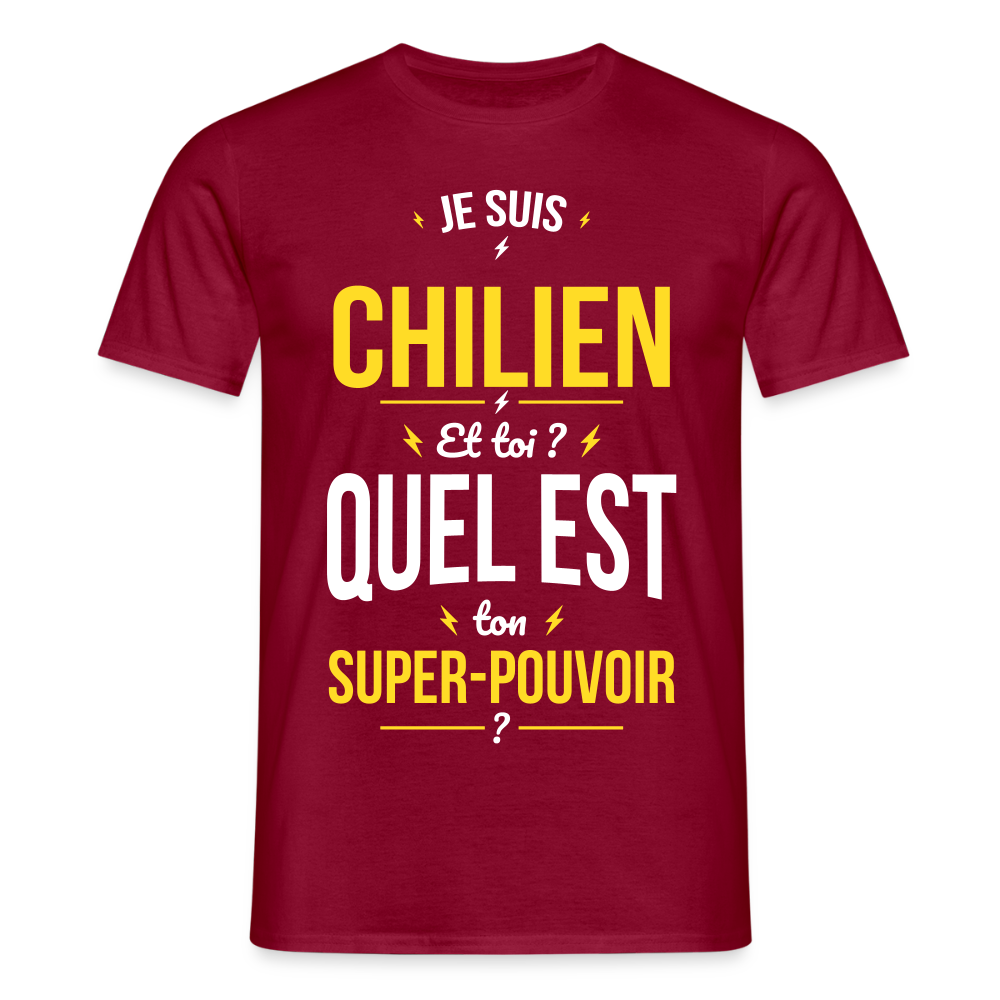 T-shirt Homme - Je suis Chilien - Super-pouvoir - rouge brique