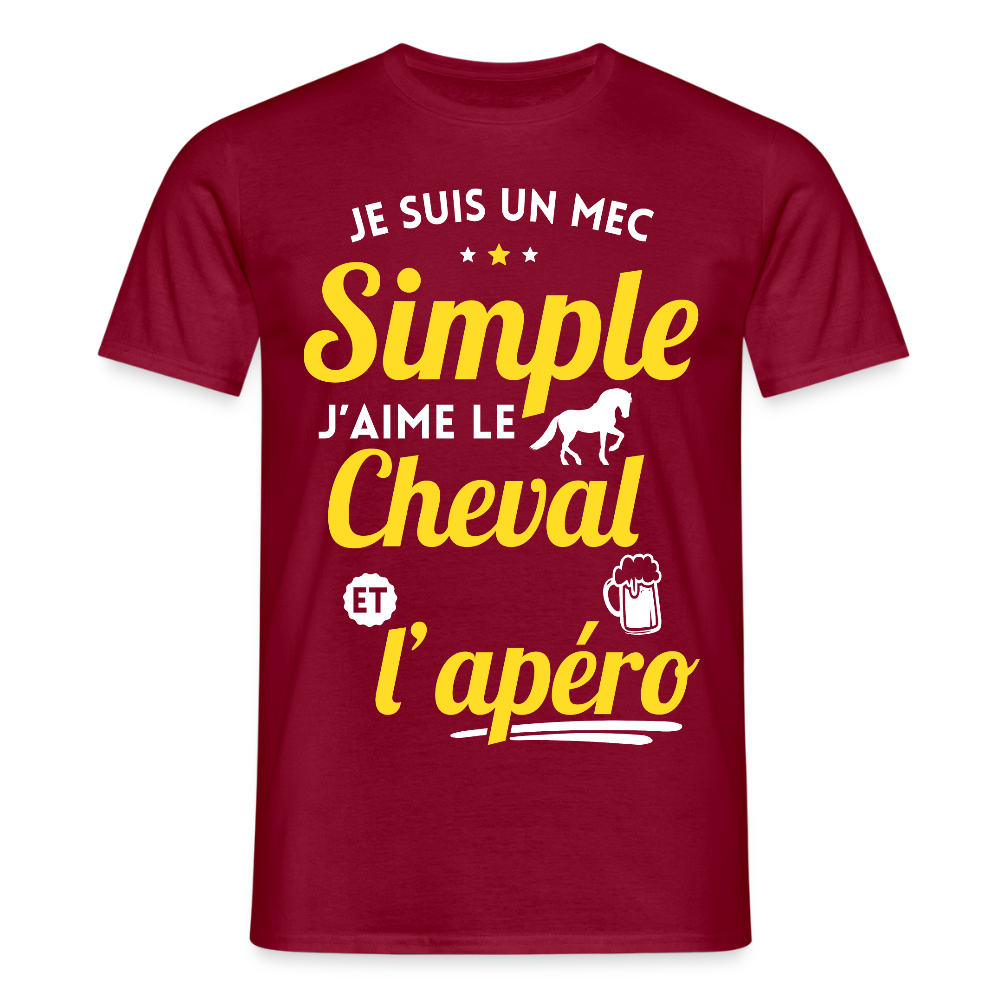 T-shirt Homme - J'aime le cheval et l'apéro - rouge brique