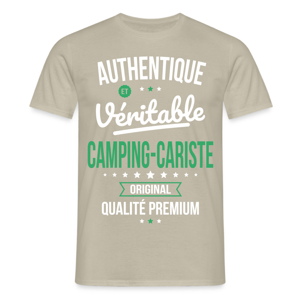 T-shirt Homme - Authentique et véritable Camping-Cariste - beige sable