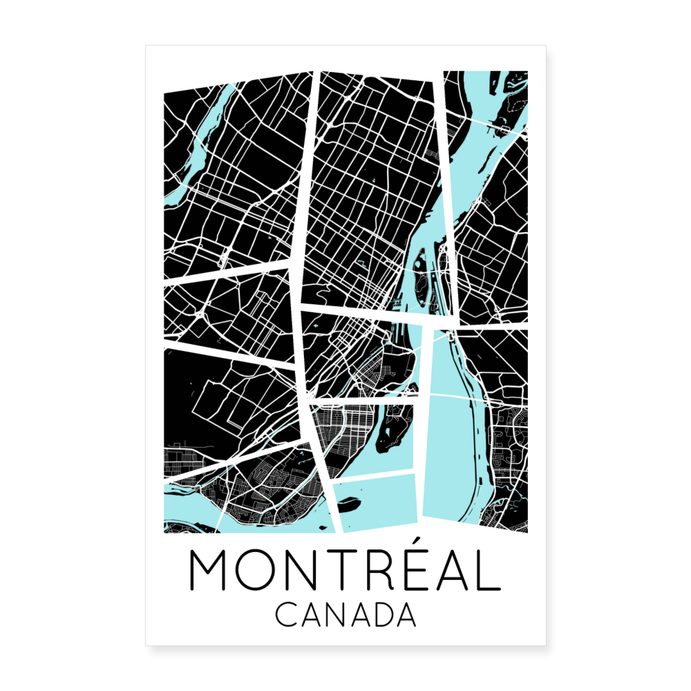 Poster Montréal - Plan Montréal - 60 x 90 cm - blanc