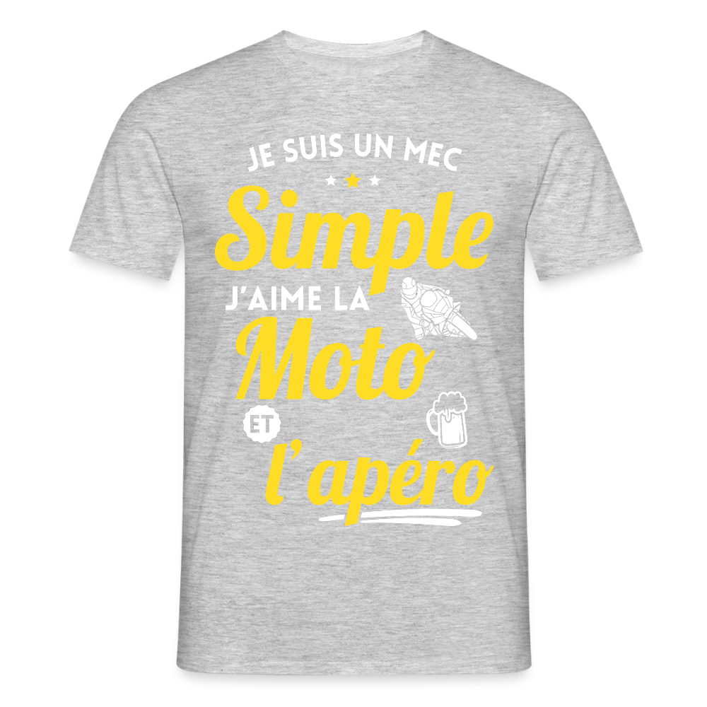 T-shirt Homme - J'aime la moto et l'apéro - gris chiné