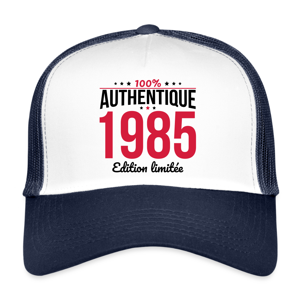 Casquette Trucker - Anniversaire 40 Ans - 100% Authentique 1985 - blanc/marine