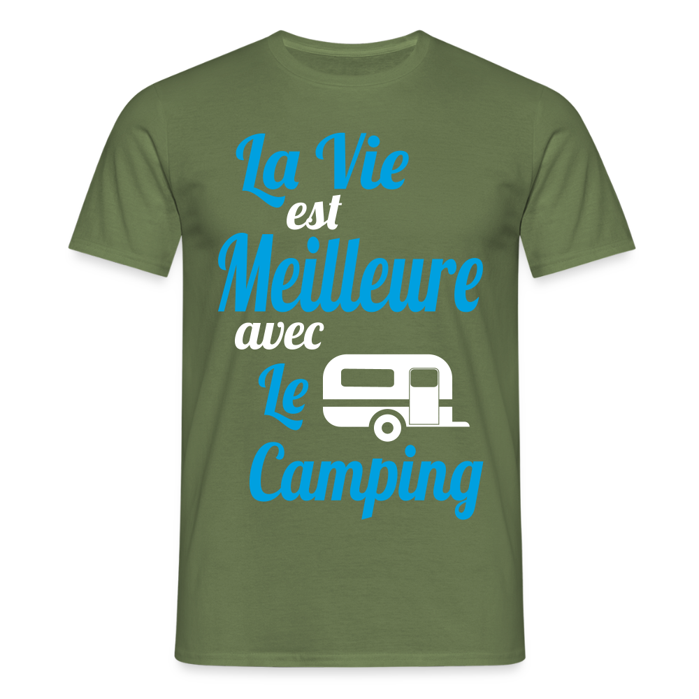 T-shirt Homme - La vie est meilleure avec le Camping - vert militaire