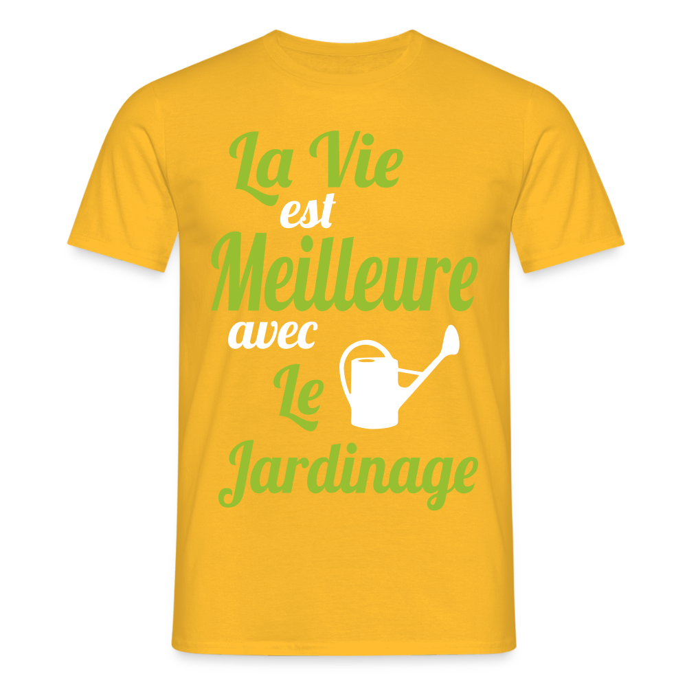 T-shirt Homme - La vie est meilleure avec le jardinage - jaune