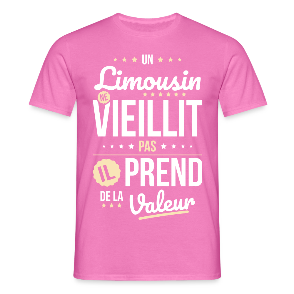 T-shirt Homme - Un Limousin ne vieillit pas - rose
