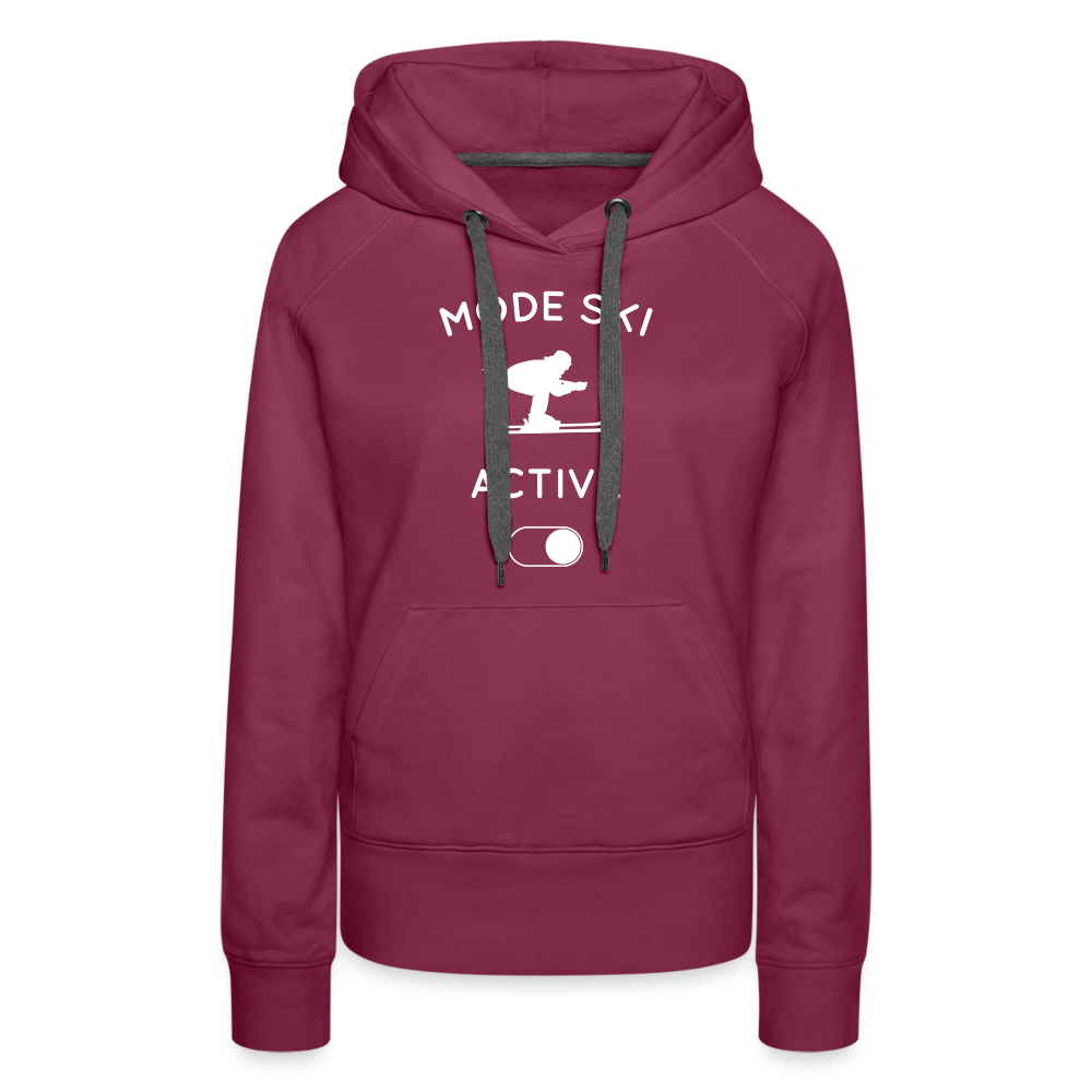 Sweat à capuche Premium Femme - Mode ski activé - bordeaux