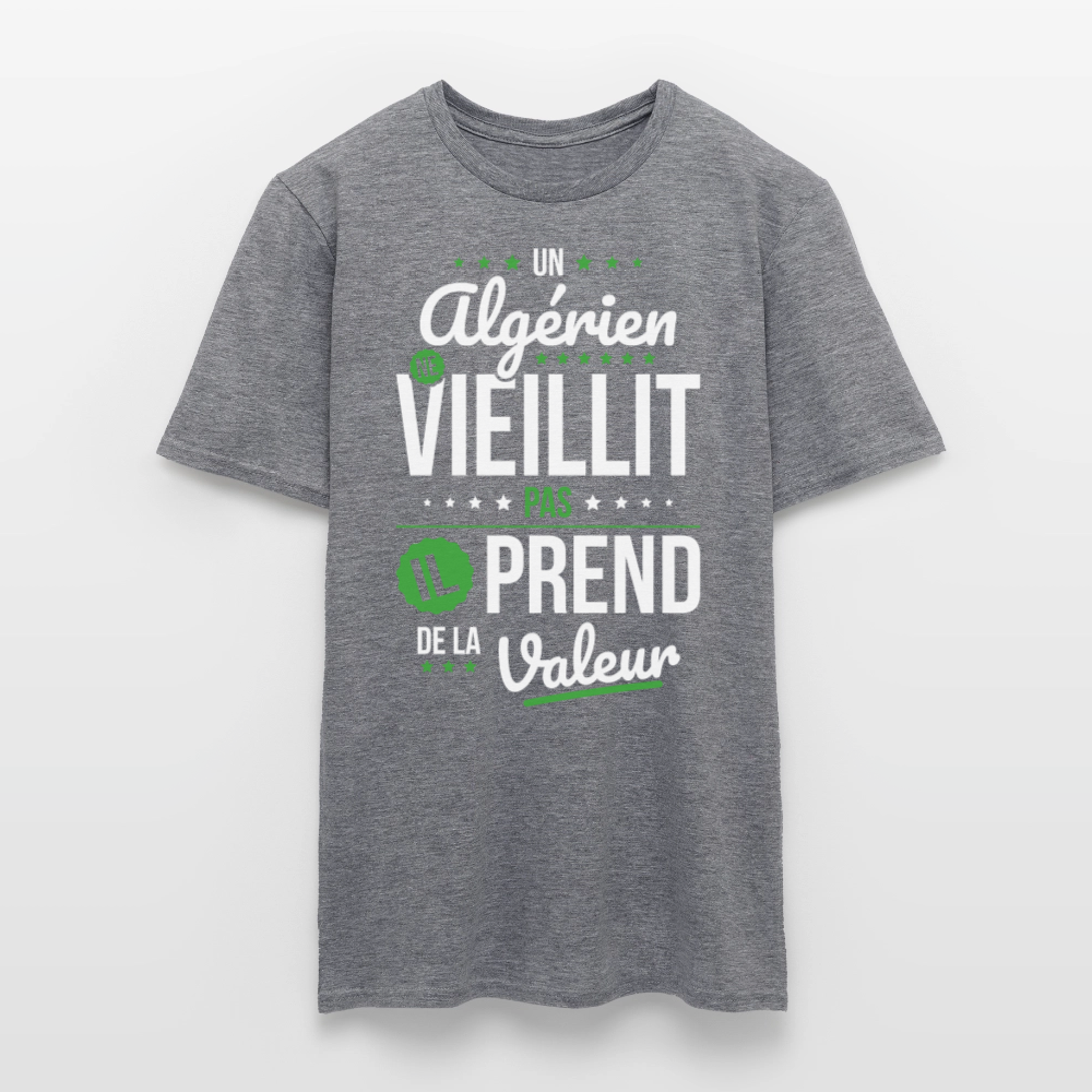 T-shirt Homme - Un Algérien ne vieillit pas - graphite chiné