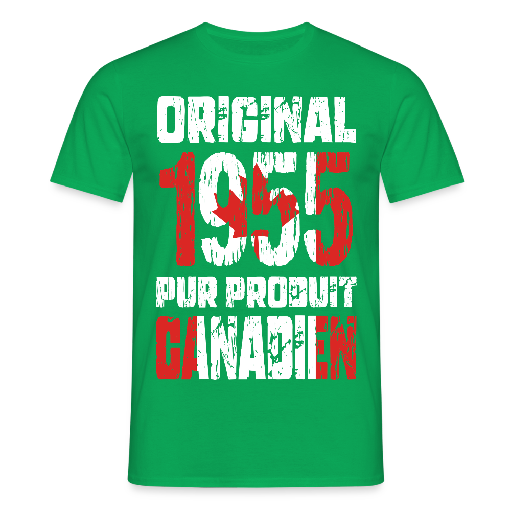 T-shirt Homme - Anniversaire 70 Ans - Original 1955 - Pur produit Canadien - vert