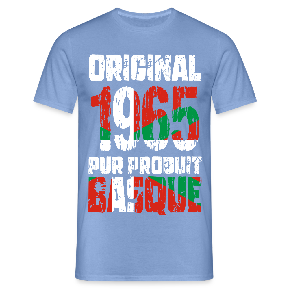 T-shirt Homme - Anniversaire 60 Ans - Original 1965 - Pur produit Basque - carolina blue