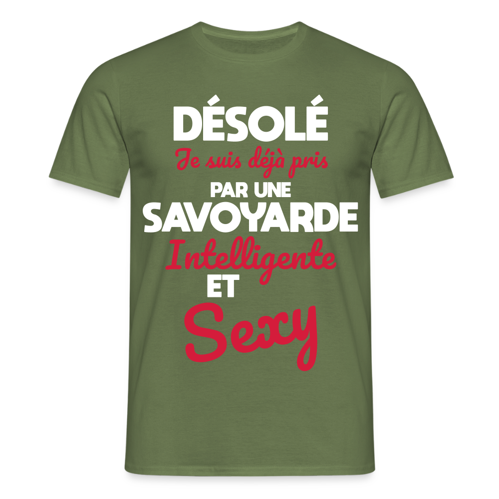 T-shirt Homme - Je suis déjà pris par une Savoyarde intelligente et sexy - vert militaire