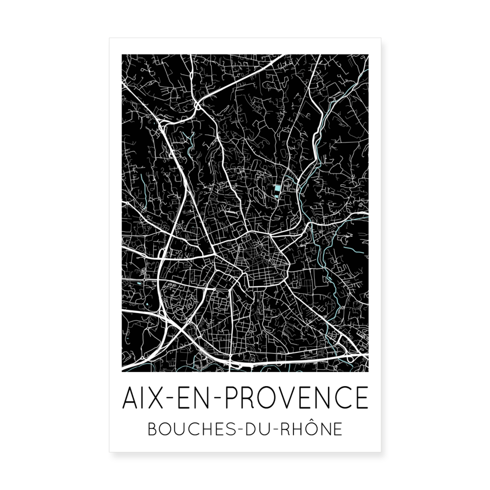 Poster Aix-en-Provence - Plan Aix-en-Provence - 20 x 30 cm - blanc