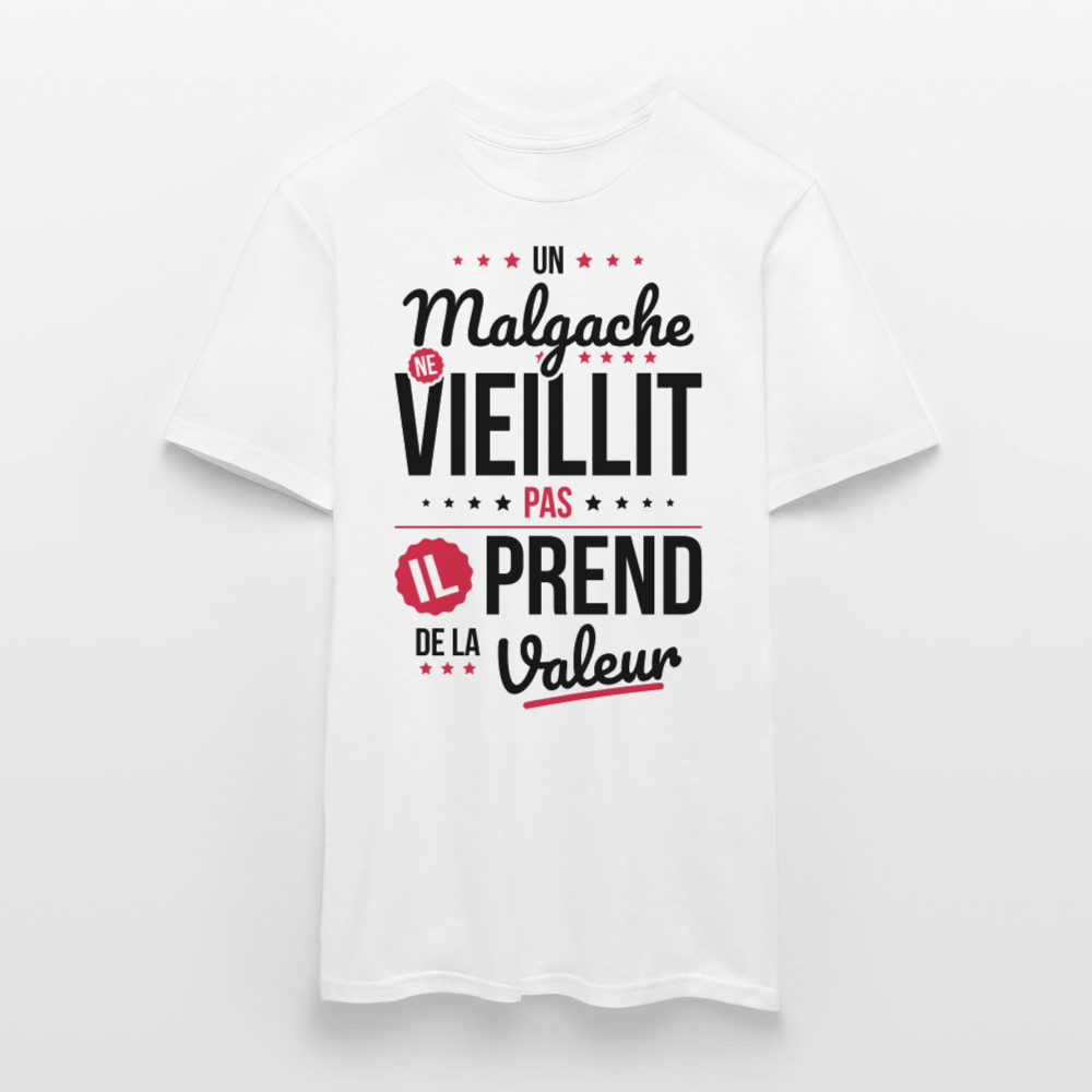 T-shirt Homme - Un Malgache ne vieillit pas - blanc