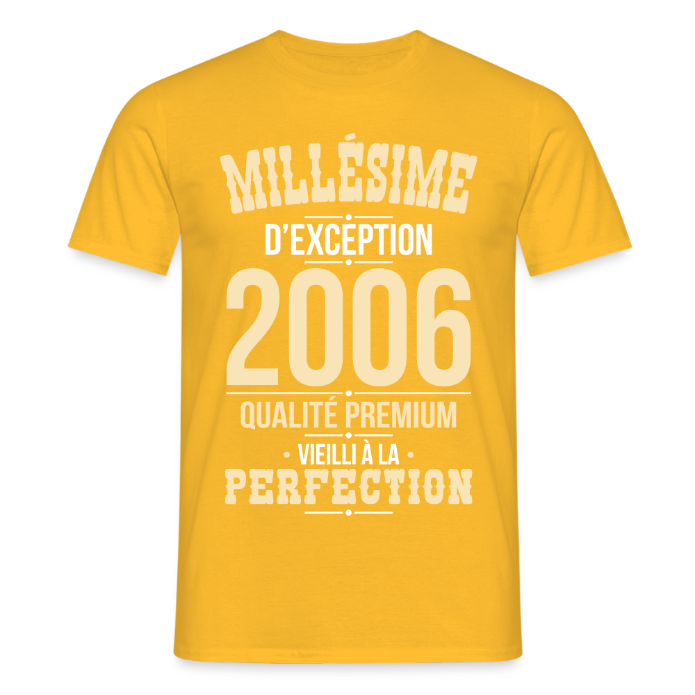 T-shirt Homme - Anniversaire 19 Ans - Millésime 2006 - jaune