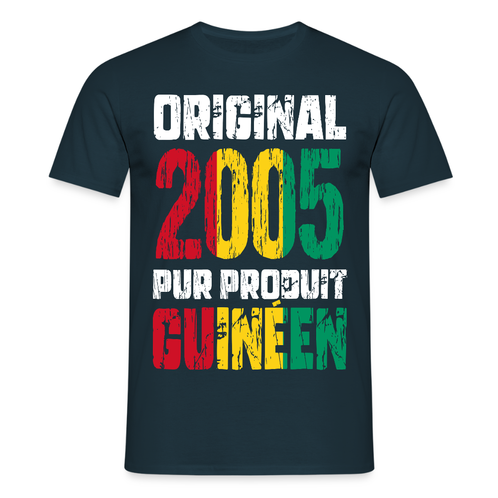 T-shirt Homme - Anniversaire 20 Ans - Original 2005 - Pur produit Guinéen - marine