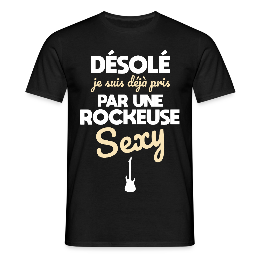 T-shirt Homme - Je suis pris par une rockeuse sexy - noir