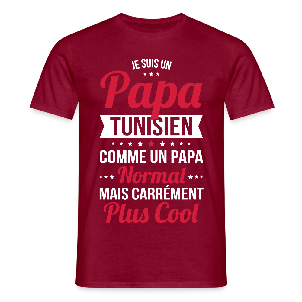 T-shirt Homme - Papa Tunisien Plus Cool - rouge brique