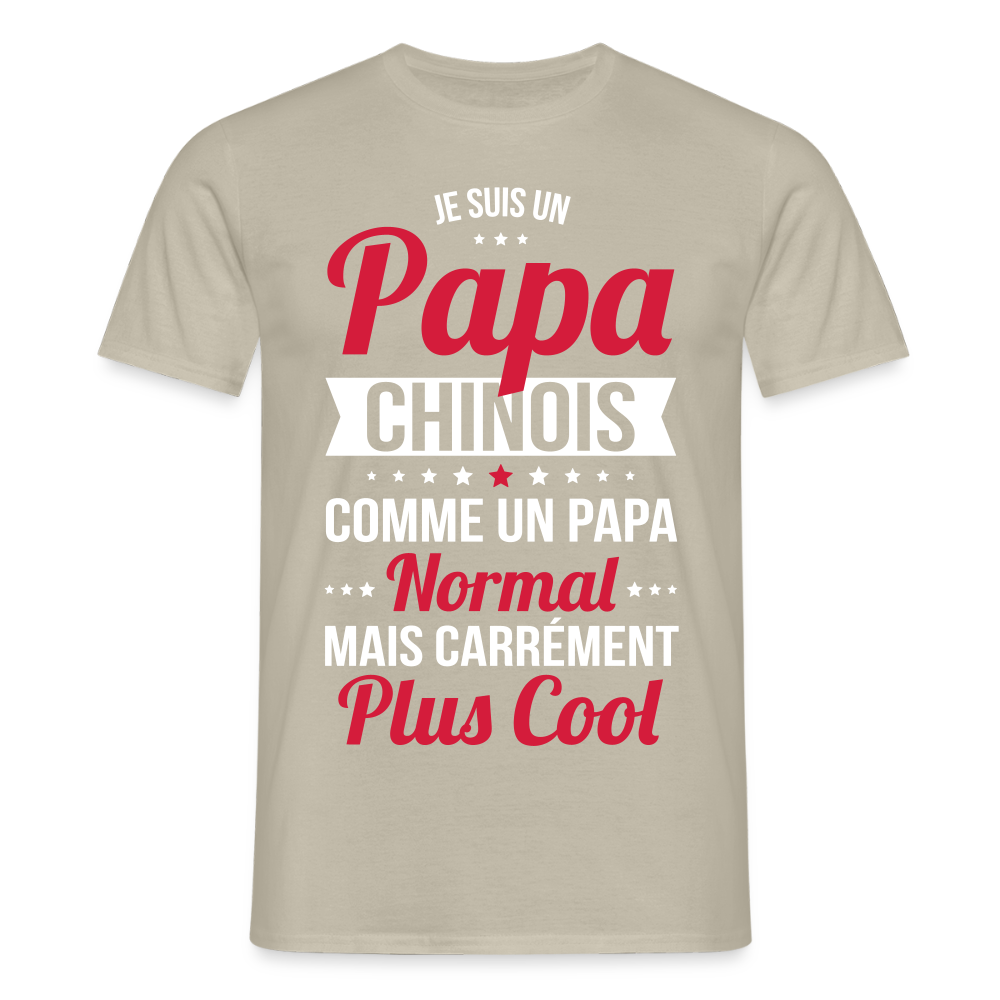 T-shirt Homme - Papa Chinois Plus Cool - beige sable
