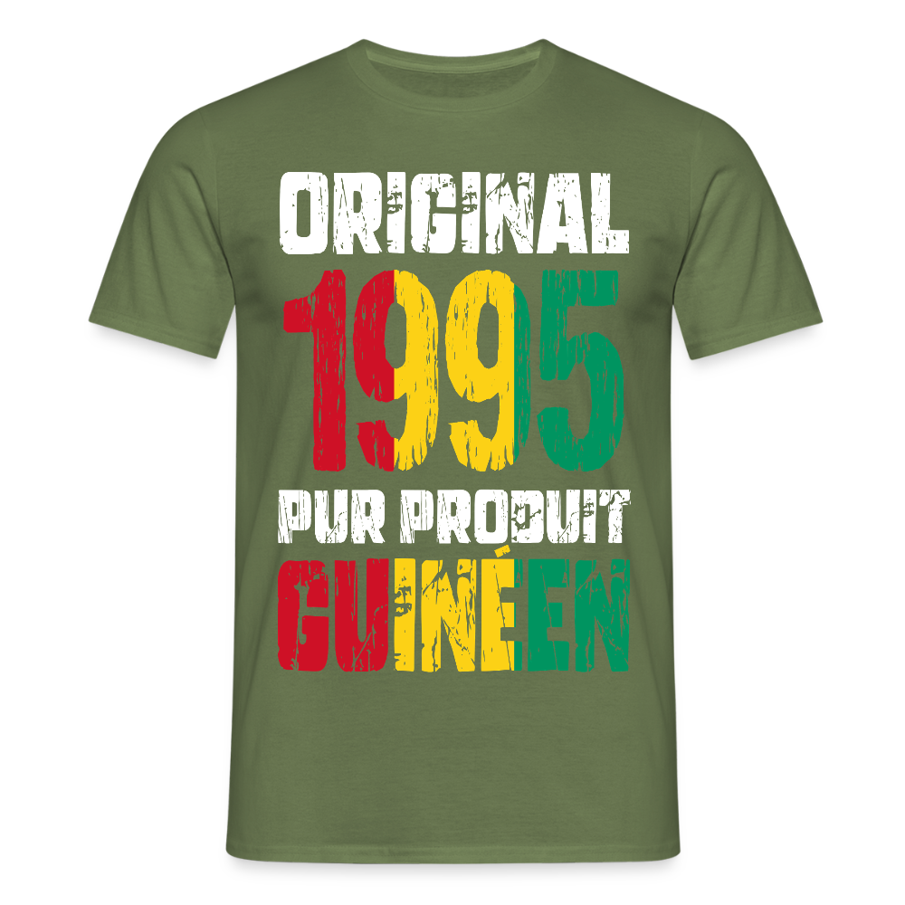 T-shirt Homme - Anniversaire 30 Ans - Original 1995 - Pur produit Guinéen - vert militaire