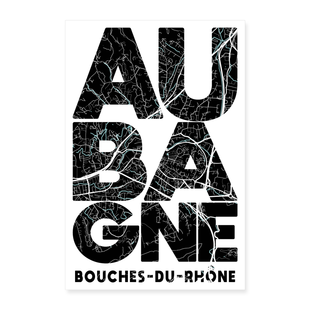 Poster Aubagne - Plan Aubagne - 40 x 60 cm - blanc