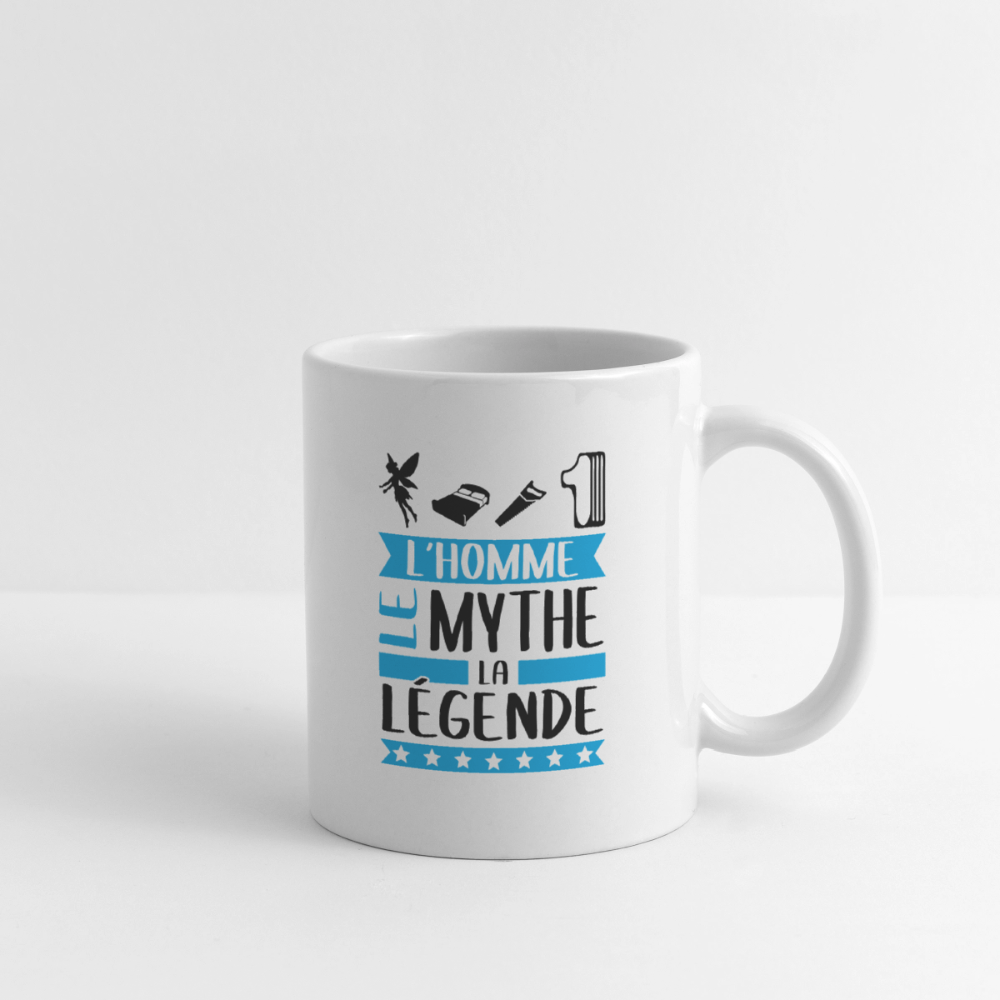 Mug blanc Félicien rébus – L’homme, le mythe, la légende - blanc