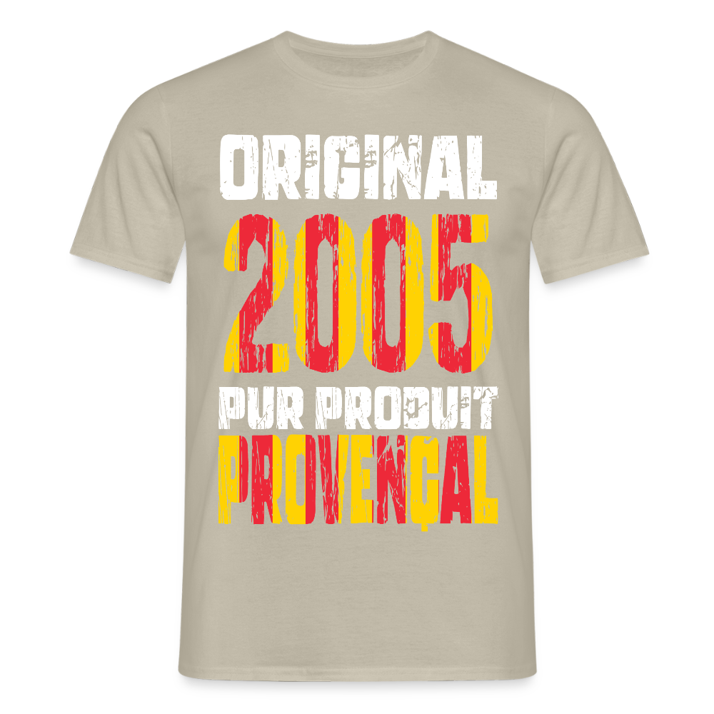T-shirt Homme - Anniversaire 20 Ans - Original 2005 - Pur produit Provençal - beige sable