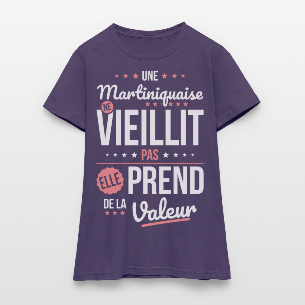 T-shirt Femme - Une Martiniquaise ne vieillit pas - violet foncé