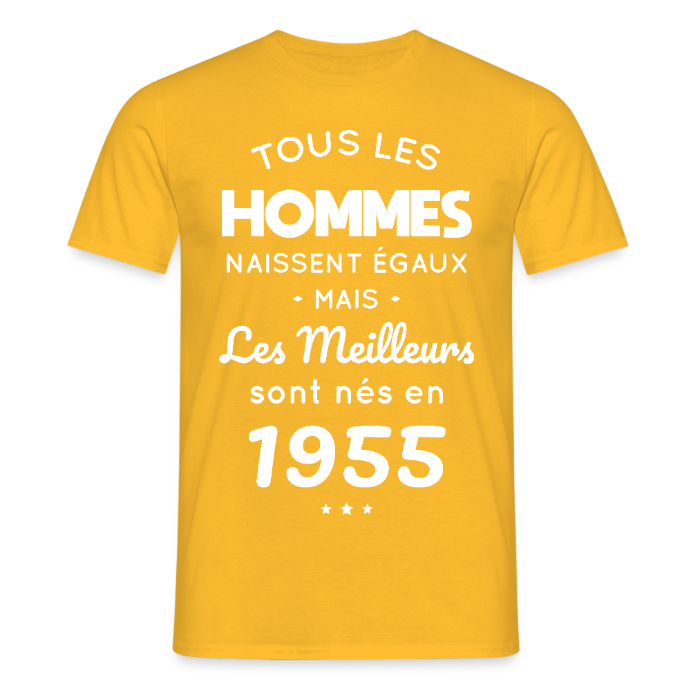 T-shirt Homme - Anniversaire 70 Ans - Les meilleurs sont nés en 1955 - jaune