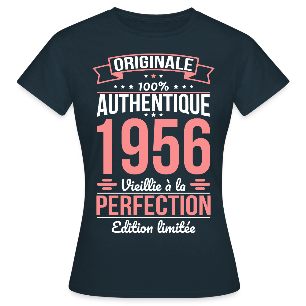 T-shirt anniversaire femme 70 ans – Originale 1956 - marine