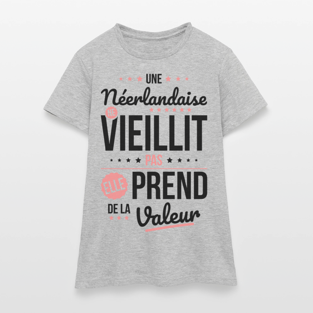 T-shirt Femme - Une Néerlandaise ne vieillit pas - gris chiné