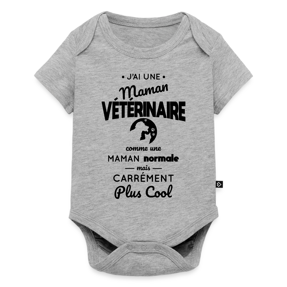 Body Bébé bio manches courtes - J'ai une maman vétérinaire - gris chiné