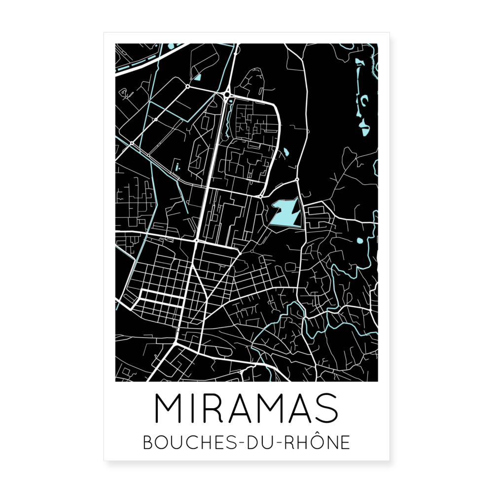 Poster Miramas - Plan Miramas - 40 x 60 cm - blanc