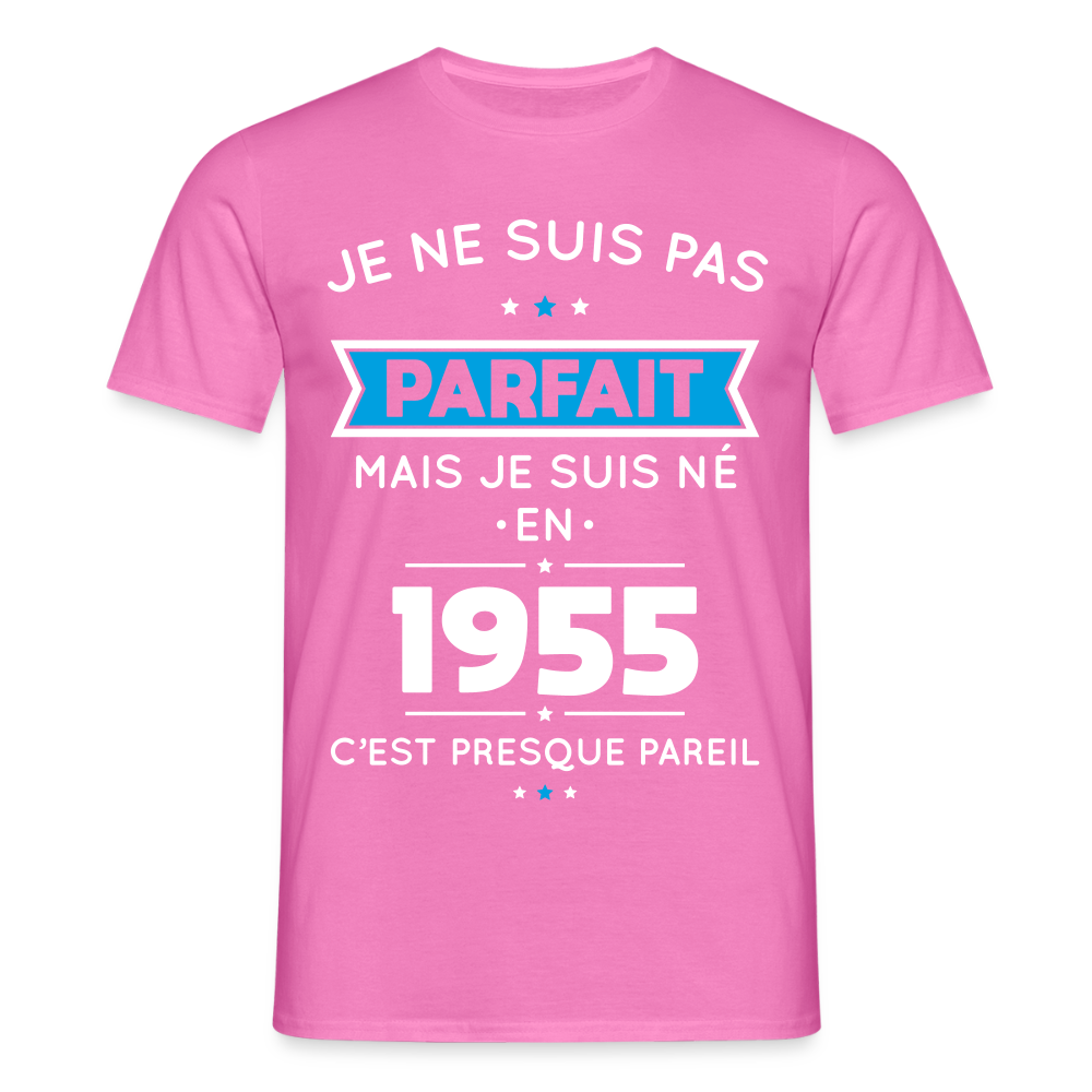 T-shirt Homme - Anniversaire 70 Ans - Pas parfait mais né en 1955 - rose