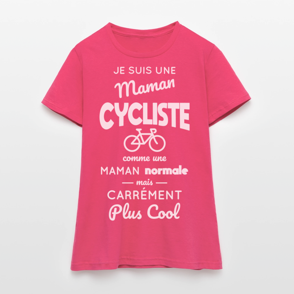 T-shirt Femme - Maman cycliste plus cool - rose azalée
