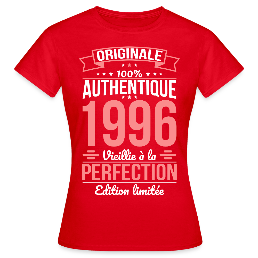 T-shirt anniversaire femme 30 ans – Originale 1996 - rouge