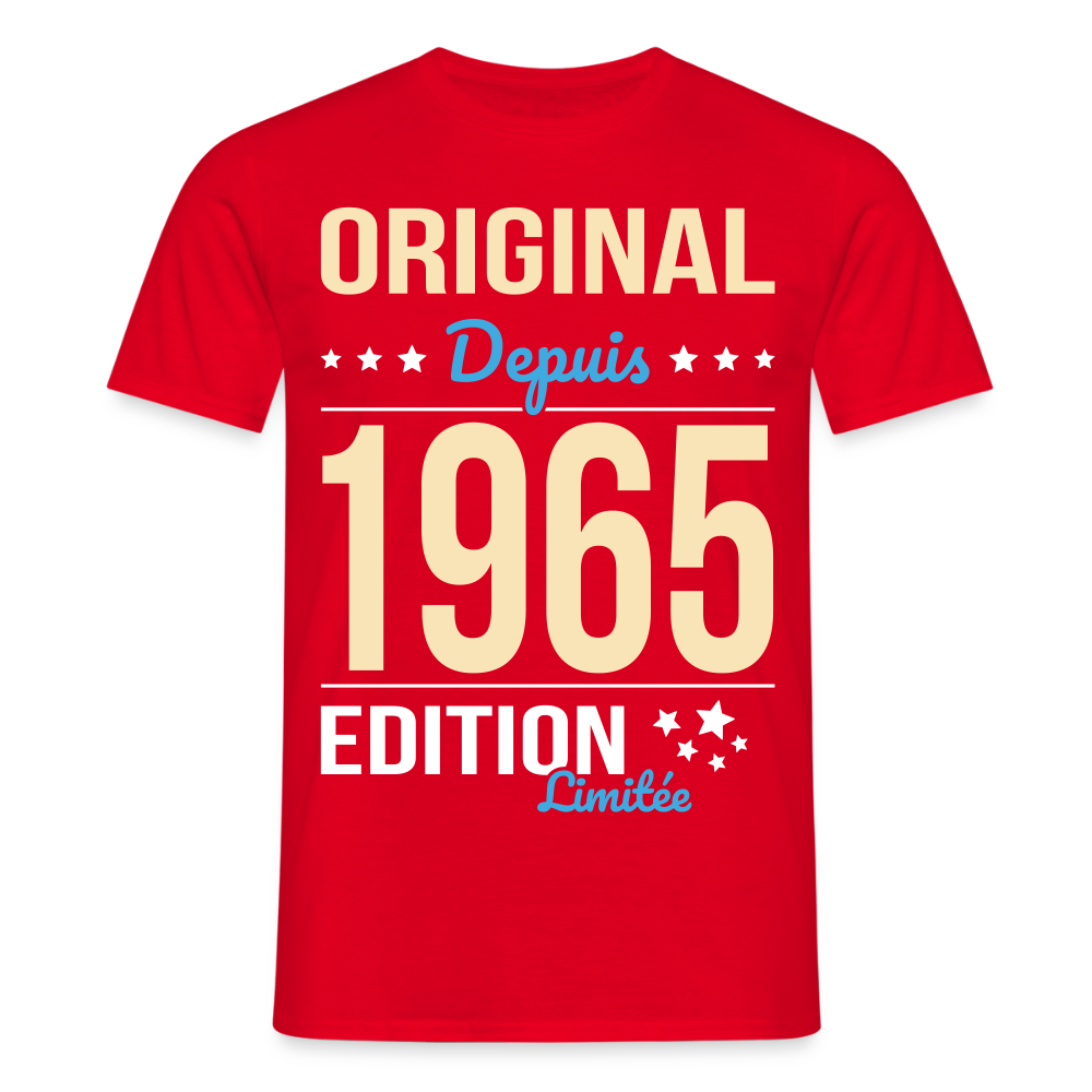T-shirt Homme - Anniversaire 60 Ans - Original depuis 1965 - rouge
